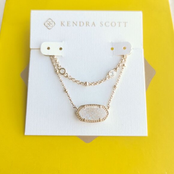 Kendra Scott Elisa Gold Iridescent Drusy Multi Strand Necklace Elegant Charm - Picture 1 of 3